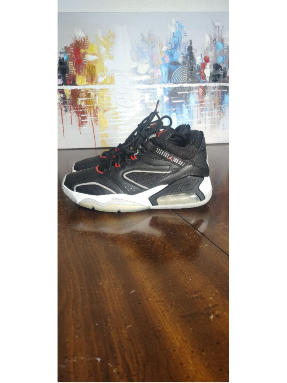 Nike Air Jordan Shoes Mens Size 11 Black White Red Leather Mid Sneakers